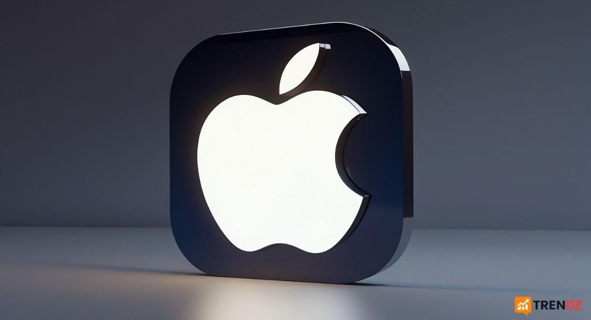 Apple company official logo in 3D glossy design