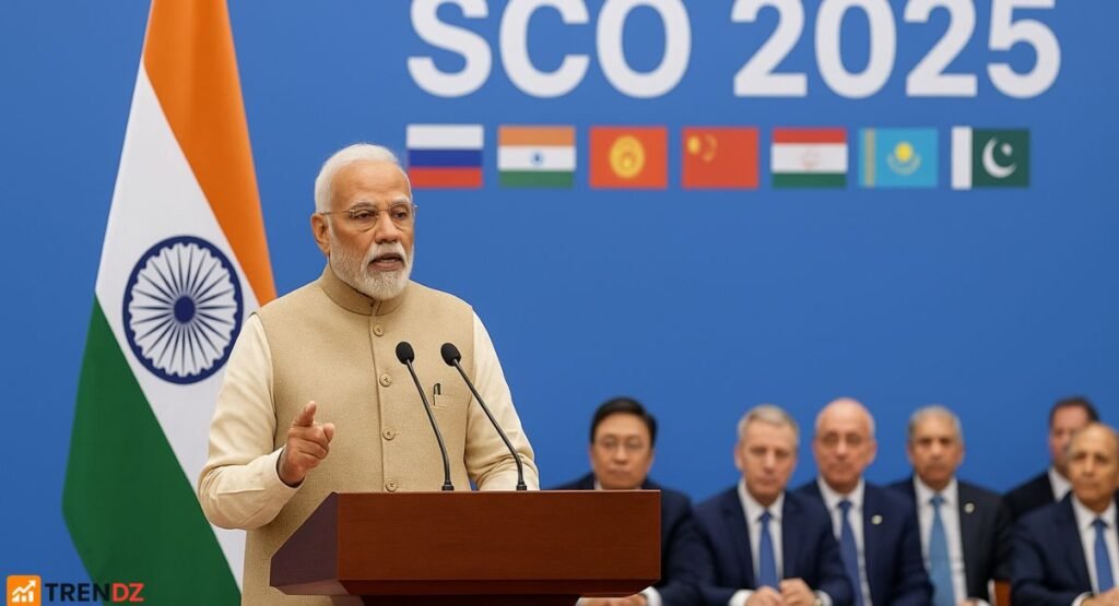  PM Modi addresses world leaders at the SCO 2025 summit.