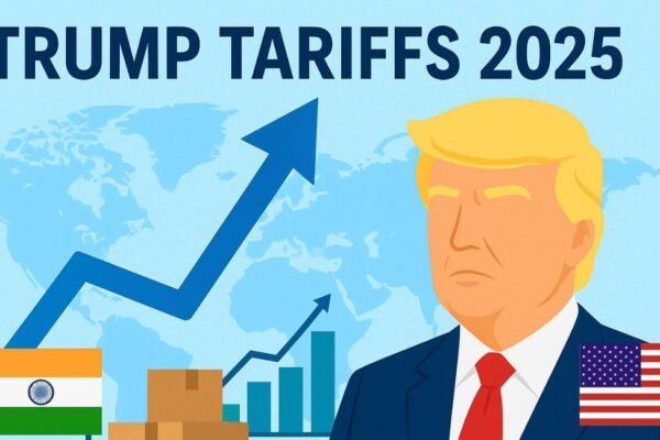 A dramatic globe with price tags and shifting trade routes visualizing the wide-ranging impact of Trump's tariffs on global commerce.