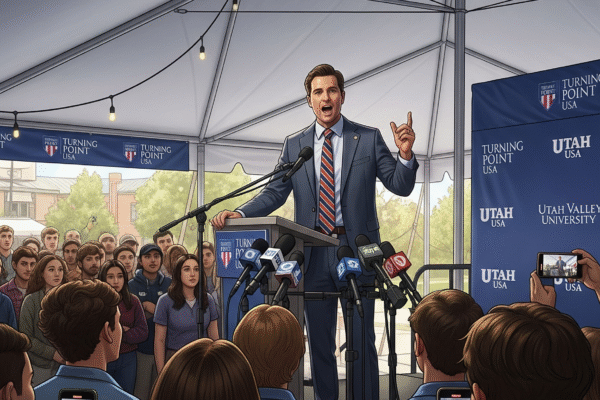 Charlie Kirk speaking at Utah Valley University event