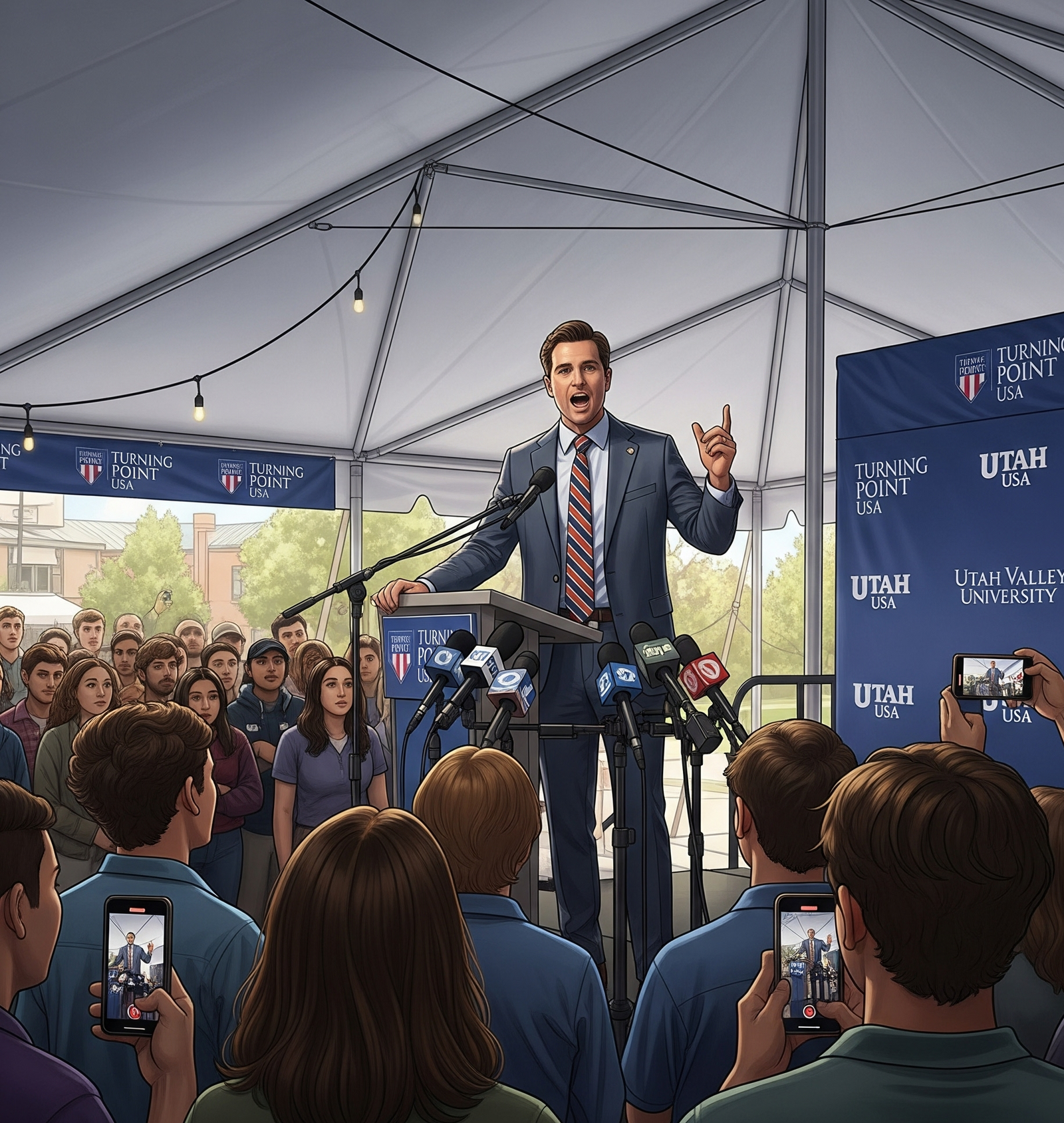 Charlie Kirk speaking at Utah Valley University event