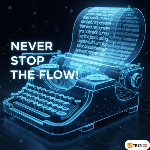 AI-powered typewriter continuously writing using the Continue command
