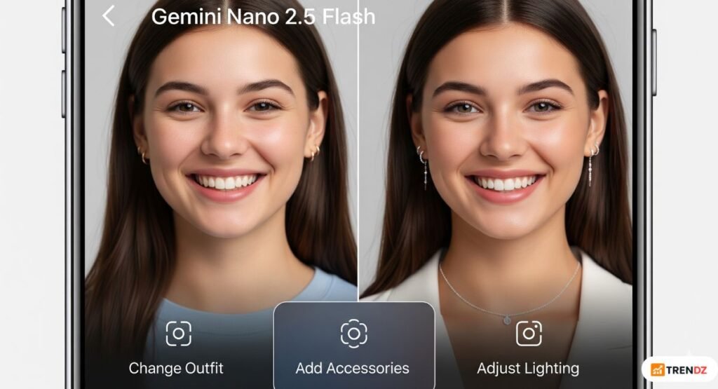 Gemini Nano outfit, accessories, and lighting enhancement AI feature