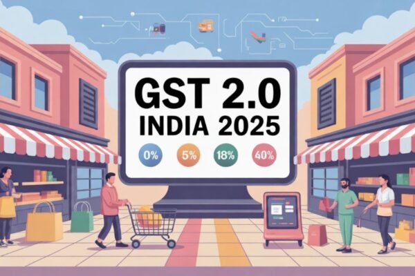 GST 2.0 India 2025 infographic showing tax slabs and shopping