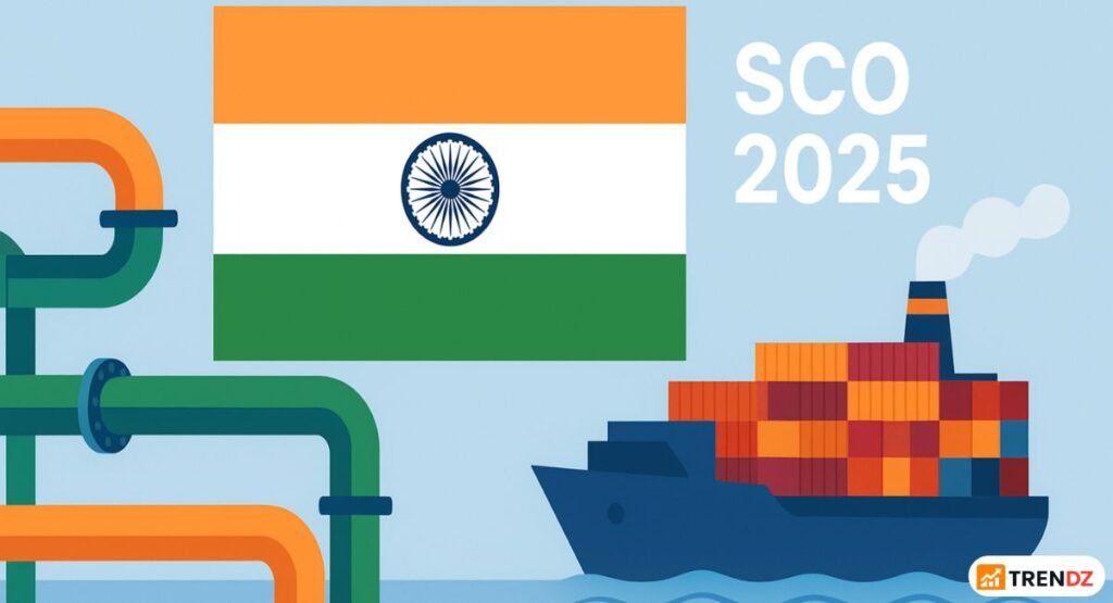 Symbolic illustration of India’s energy and trade cooperation highlighted at SCO 2025