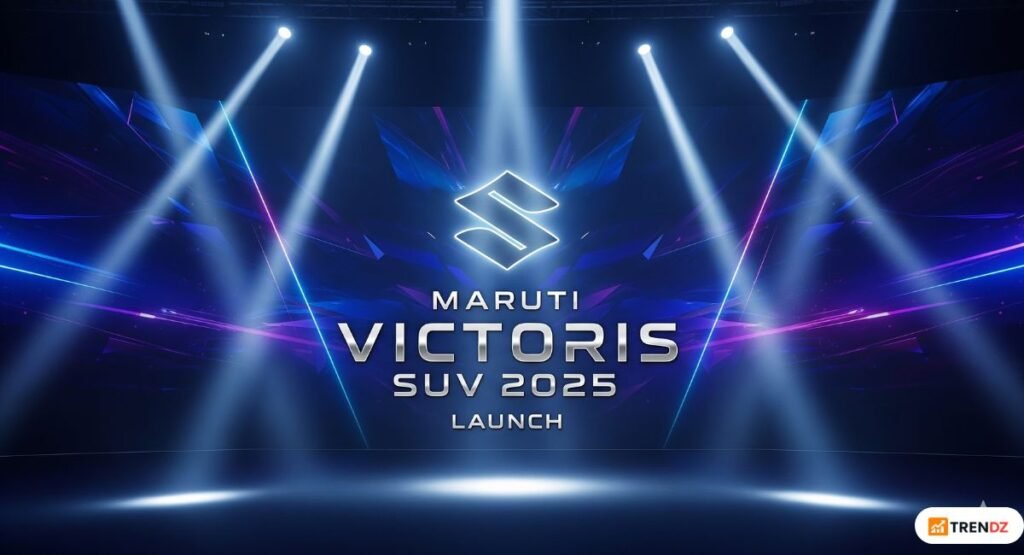 Maruti Victoris SUV 2025 official launch event poster with premium design and modern theme.