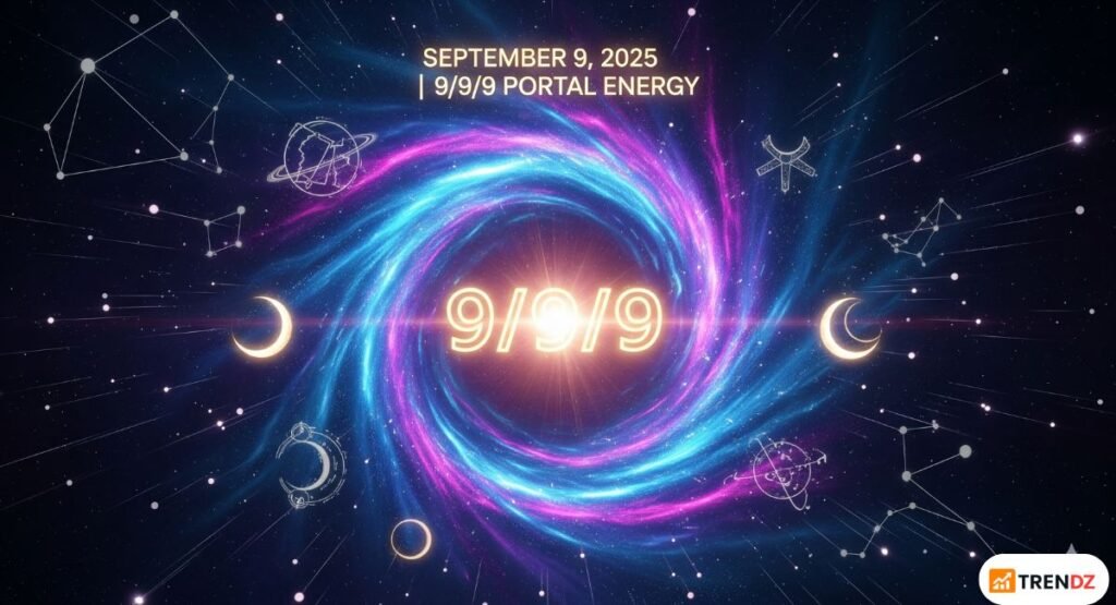 Powerful cosmic illustration of the rare 9/9/9 portal energy on September 9, 2025.