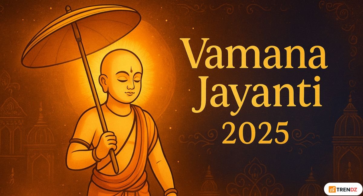 Vamana Jayanti 2025 celebration with Lord Vamana illustration
