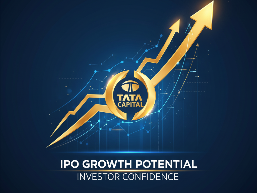 Rising graph with Tata Capital logo representing IPO growth and investor confidence.