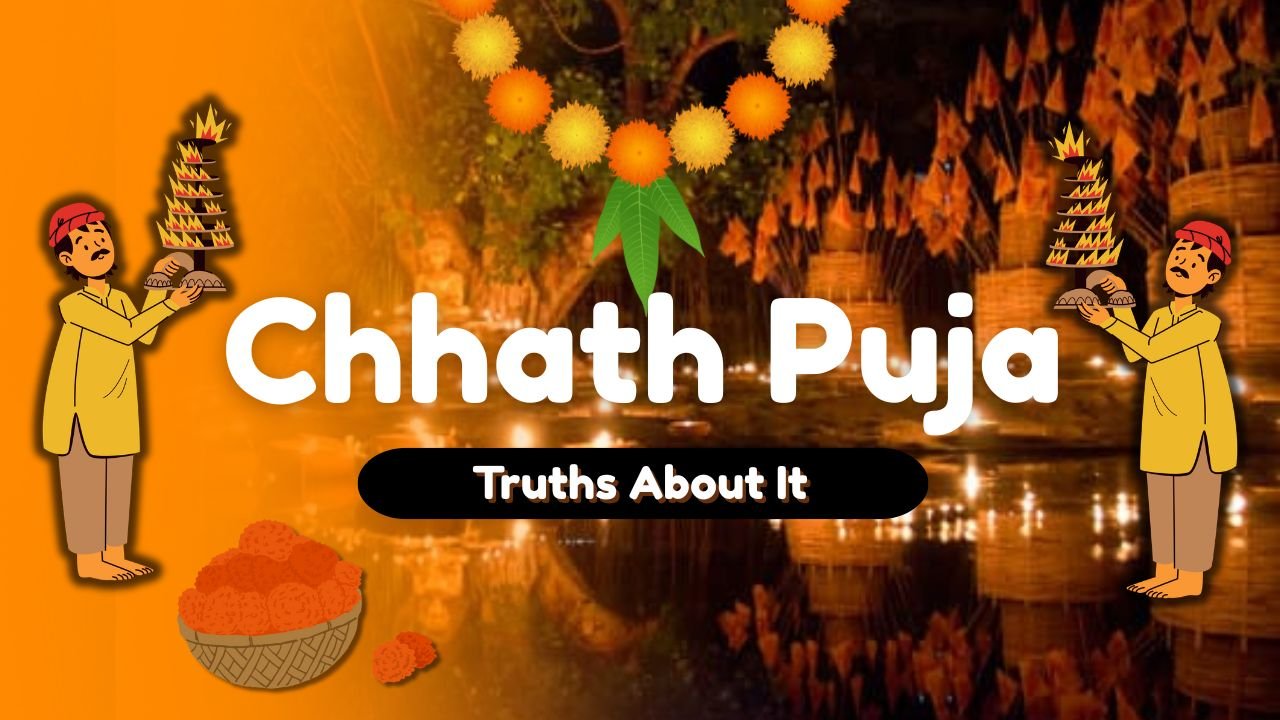 Chhath Puja celebration at sunrise with women offering prayers