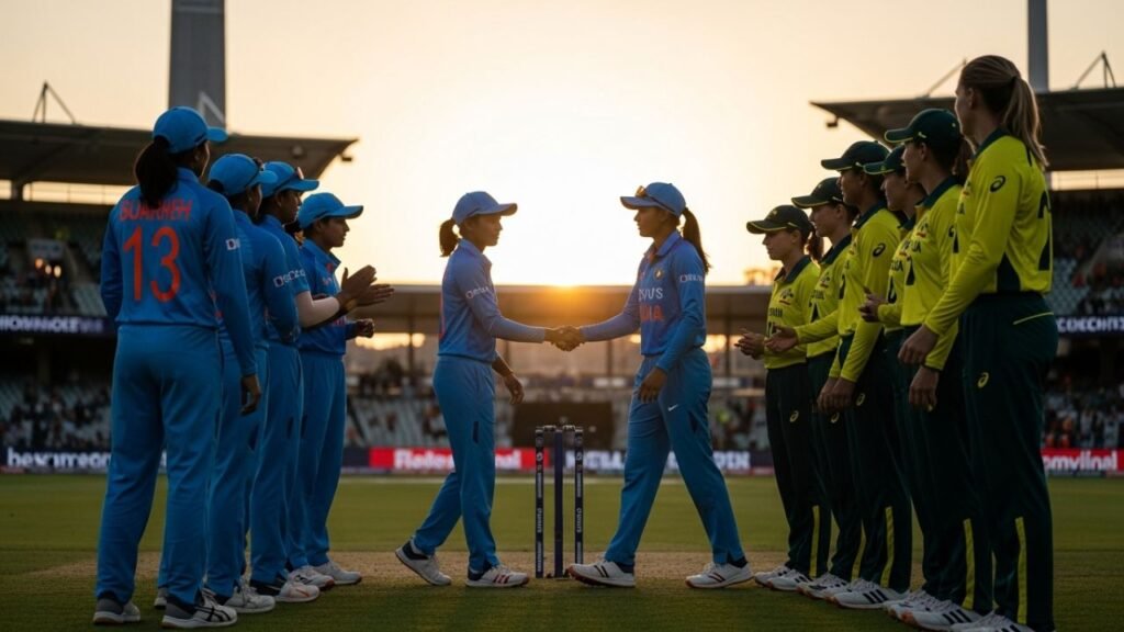 Post-match handshake India vs Australia Women's 2025 semi final