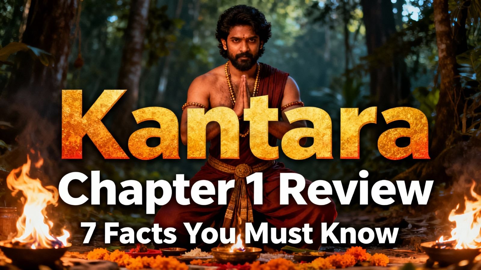 Kantara Chapter 1 review thumbnail with Rishab Shetty and bold title text