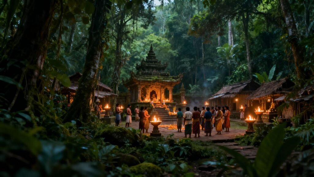 Kantara Chapter 1 story scene showing village ritual in forest