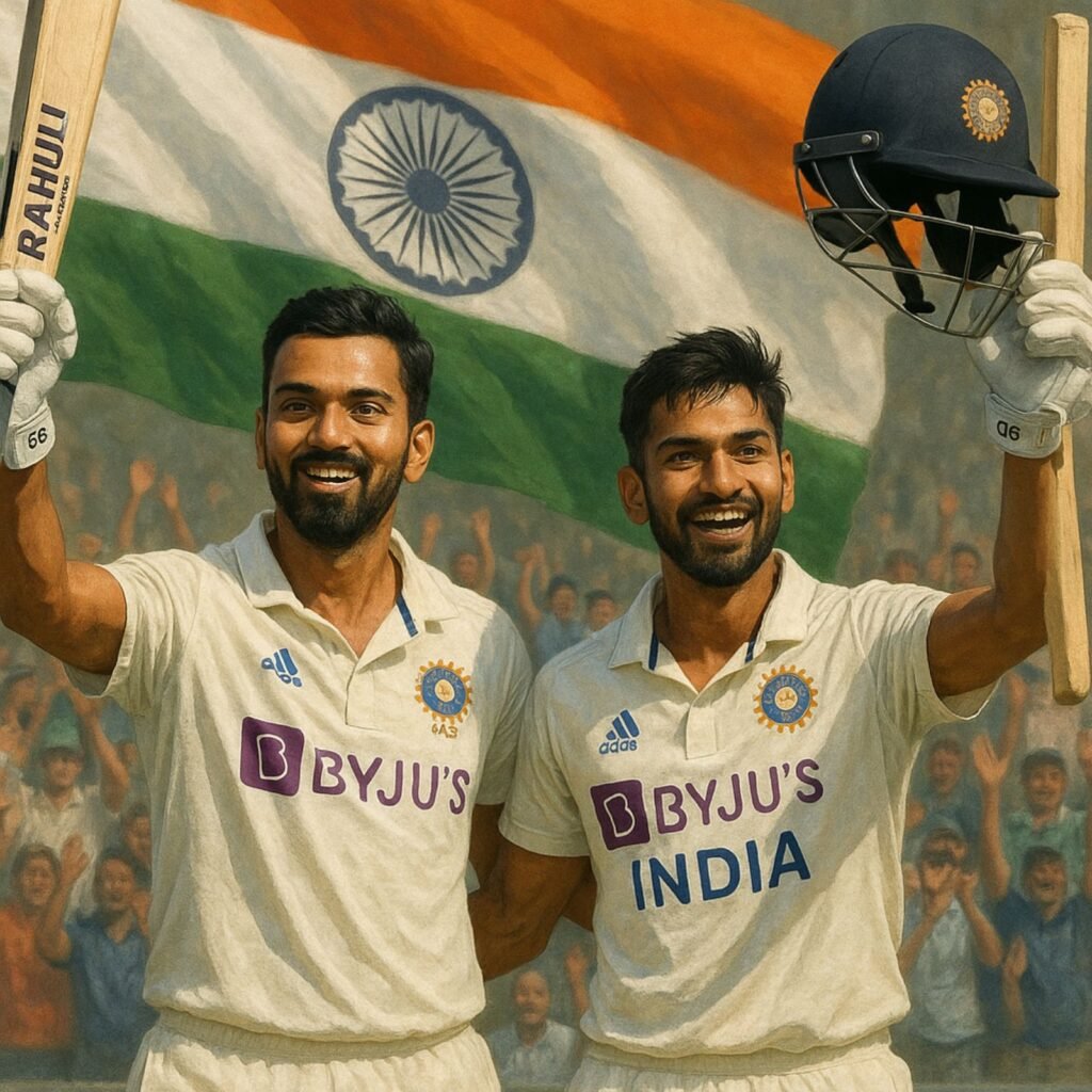 KL Rahul and Dhruv Jurel celebrate centuries in IND vs WI Test